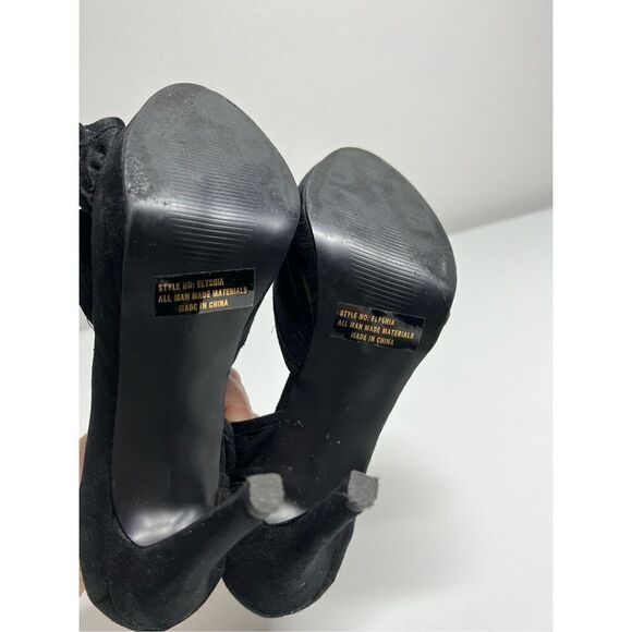 Herstyle Black Suede Peep Toe Stiletto Heels Size 9 - Picture 8 of 16